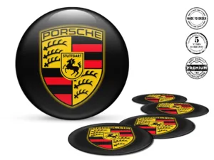 Porsche Domed Badges Logo Stylish Wheel Stickers